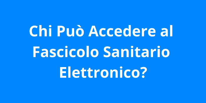 Chi Può Accedere al Fascicolo Sanitario Elettronico?