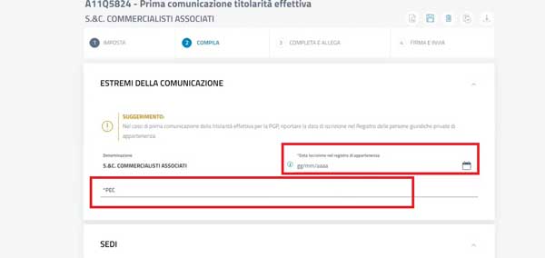 DATA DI ISCRIZIONE NEL REGISTRO DI APPARTENENZA PIATTAFORMA DIRE REGISTRO IMPRESE