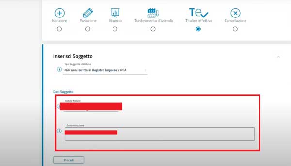 DETTAGLI DEL CASO INSERISCI SOGGETTO PIATTAFORMA DIRE REGISTRO IMPRESE