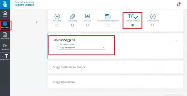 INSERISCI SOGGETTO PIATTAFORMA DIRE REGISTRO IMPRESE