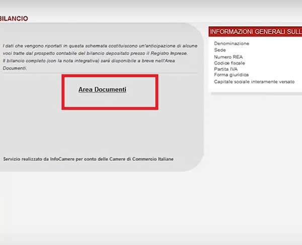 LINK AREA DOCUMENTI REGISTRO IMPRESE