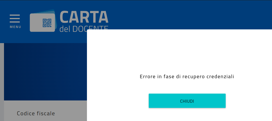 Carta del docente non funzionante