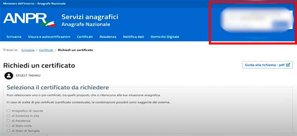 ottieni il certificato di residenza