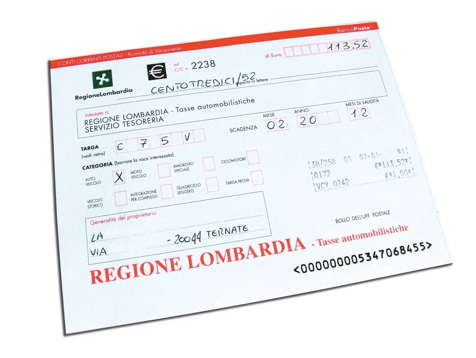 calcola il bollo regione lombardia